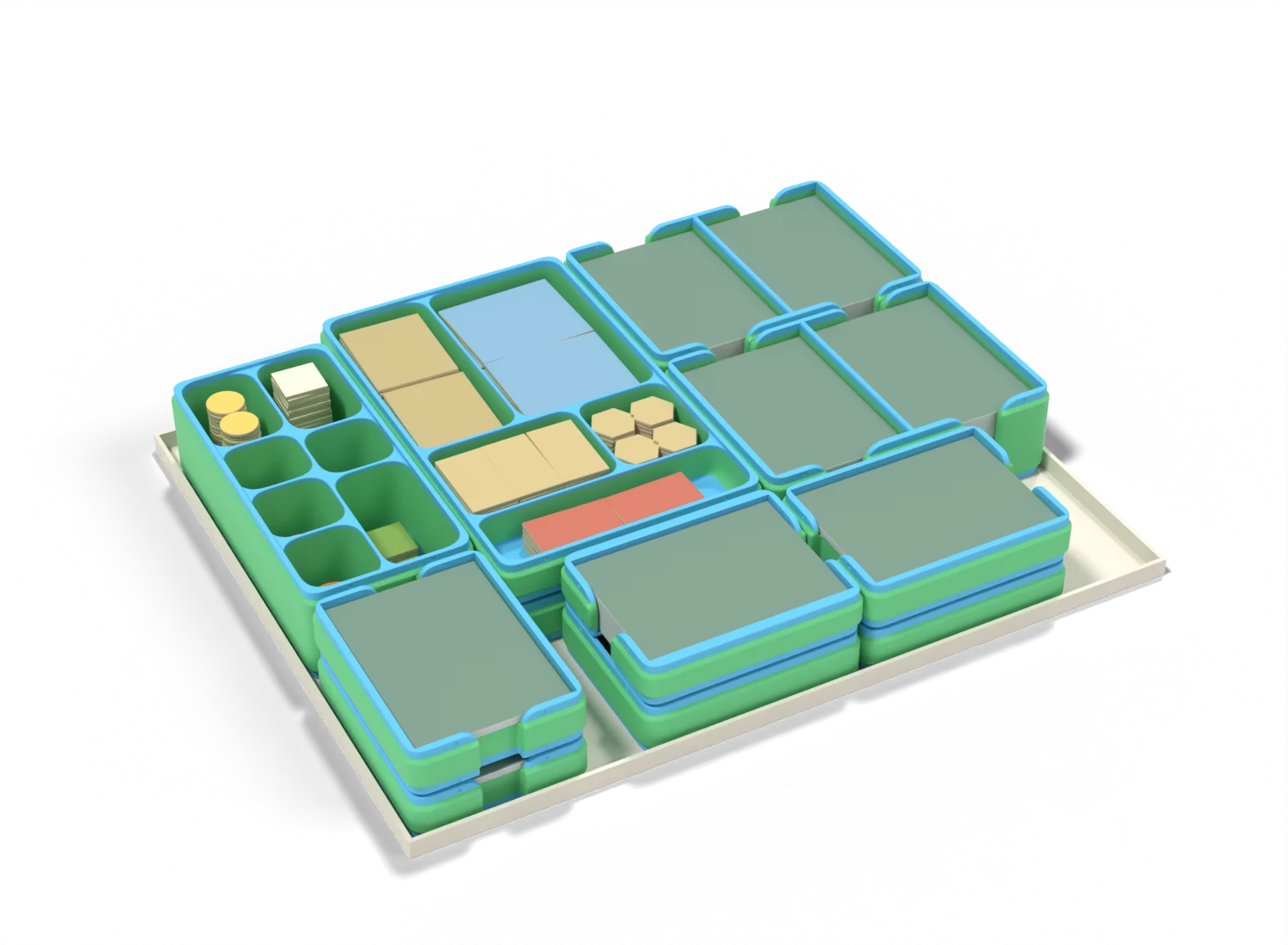 The insert compatible with Ark Nova in its box, lids off